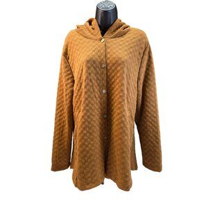 Misslook  Hooded Jacket Cotton-Blend Quilted Pockets Buttons Womens Large